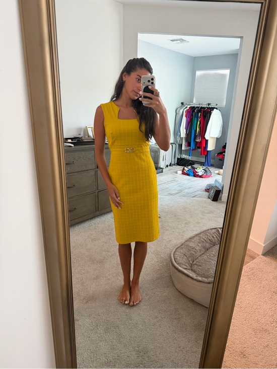 connected apparel Dresses & Skirts - Yellow Square-Neck Sheath Dress